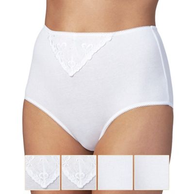 Pack of five white embroidered full briefs